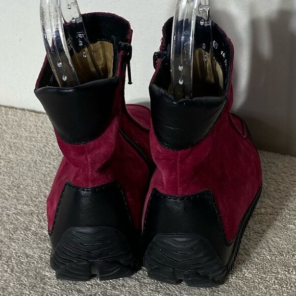 Vintage K Shoes Deep Red Suede Square Toe Ankle Boots Booties UK6 - Picture 4 of 13